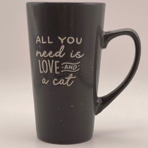 Eccolo Old World Tall Traveler Cat Lover Mug “All You Need Is Love And A Cat”